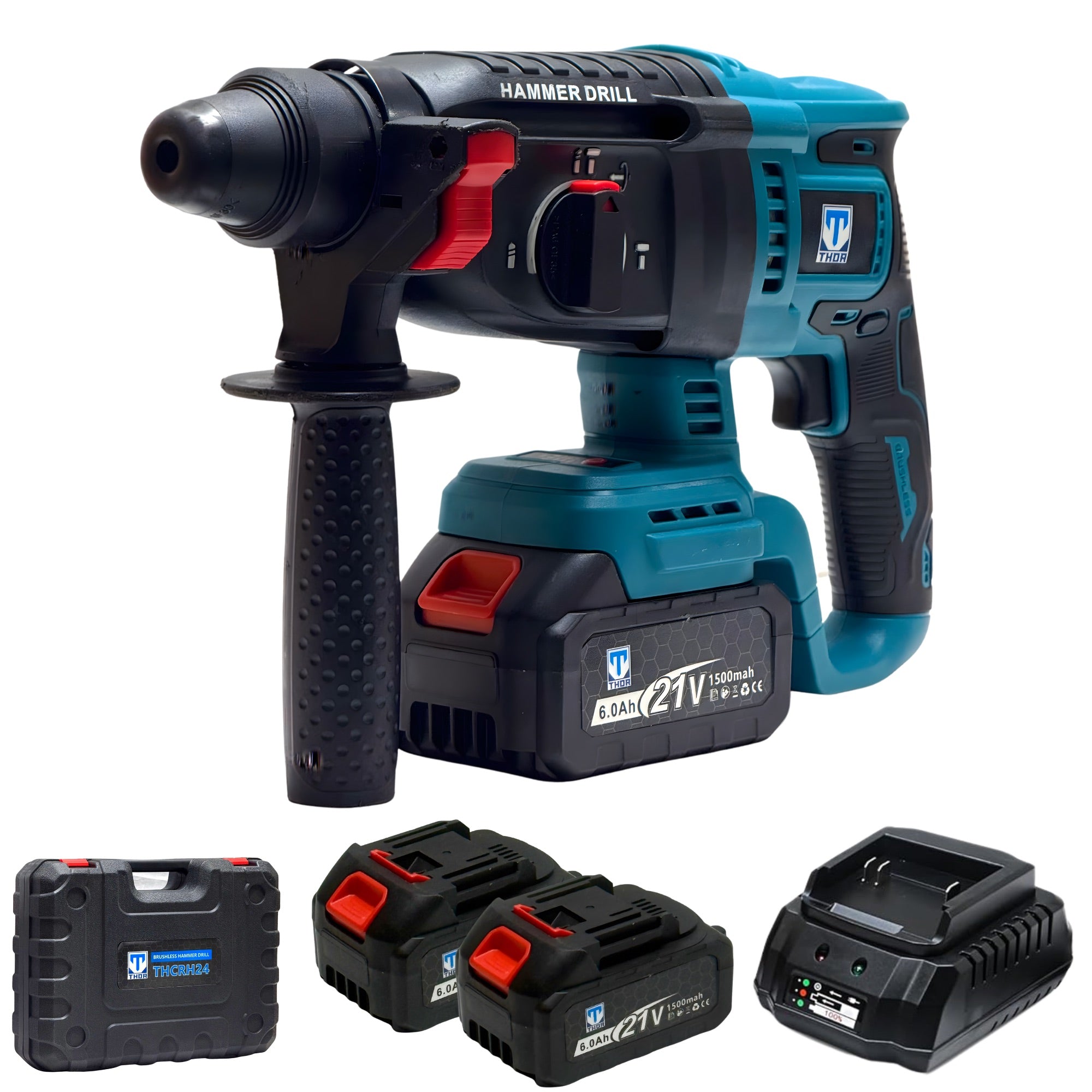 THOR 21V Cordless Rotary Hammer THCRH24226 - Battery Powered SDS Drill for Concrete & Masonry