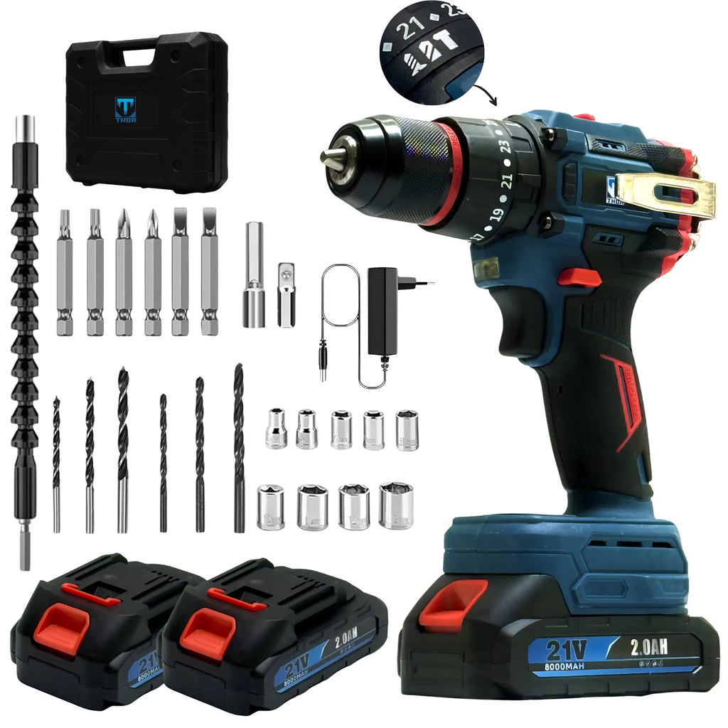 THOR 21V cordless impact drill kit front view