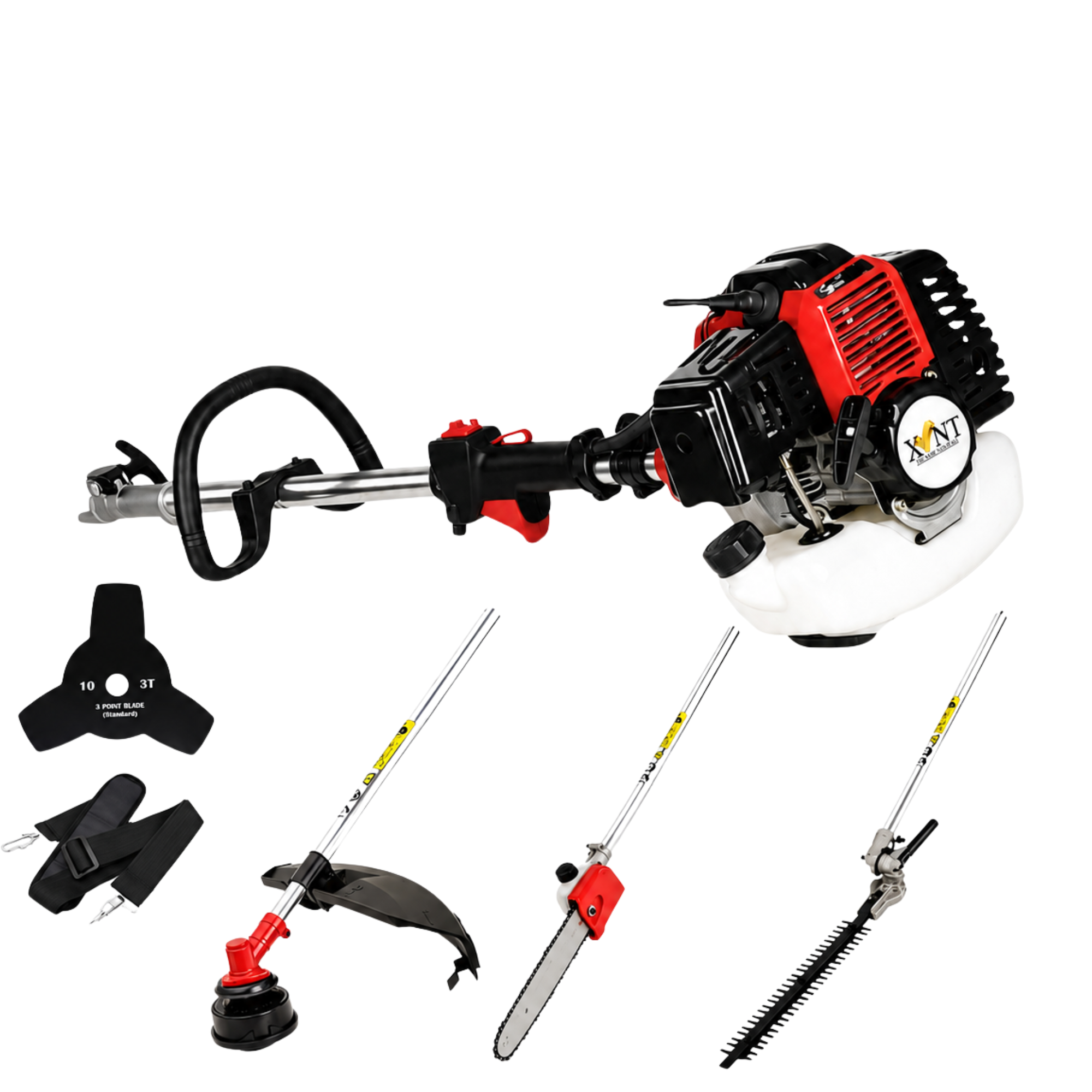 XLNT Multi Functional Brush Cutter 52CC 4-in-1 Petrol Garden Tool with Grass Trimmer, Hedge Trimmer, Pole Pruner and Brush Cutter – XTBCMF18