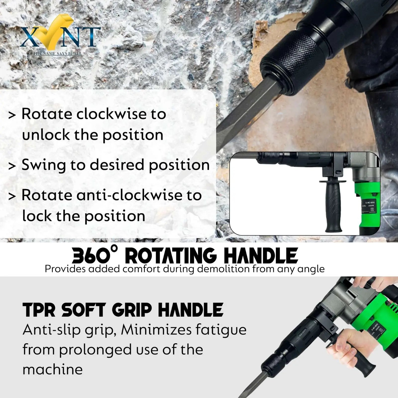 Concrete chipping demolition hammer