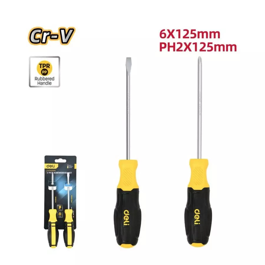 DELI 2 Pcs Screwdriver Set CRV - DL630002N