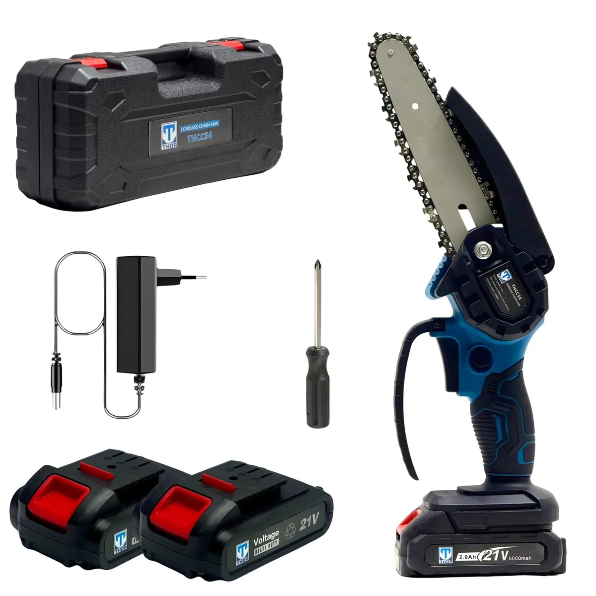 THOR 21V cordless mini chainsaw front view