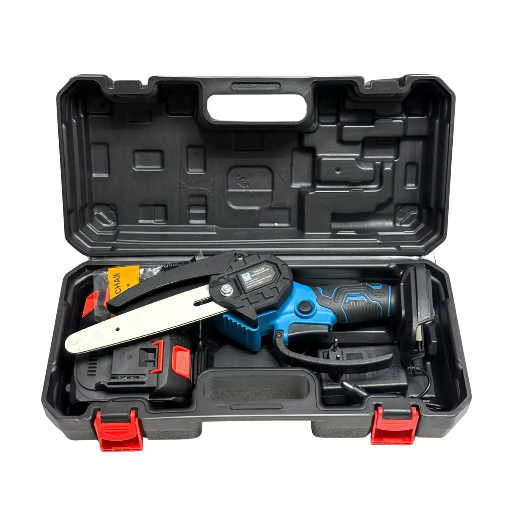THOR THCC56 chainsaw with two batteries and charger
