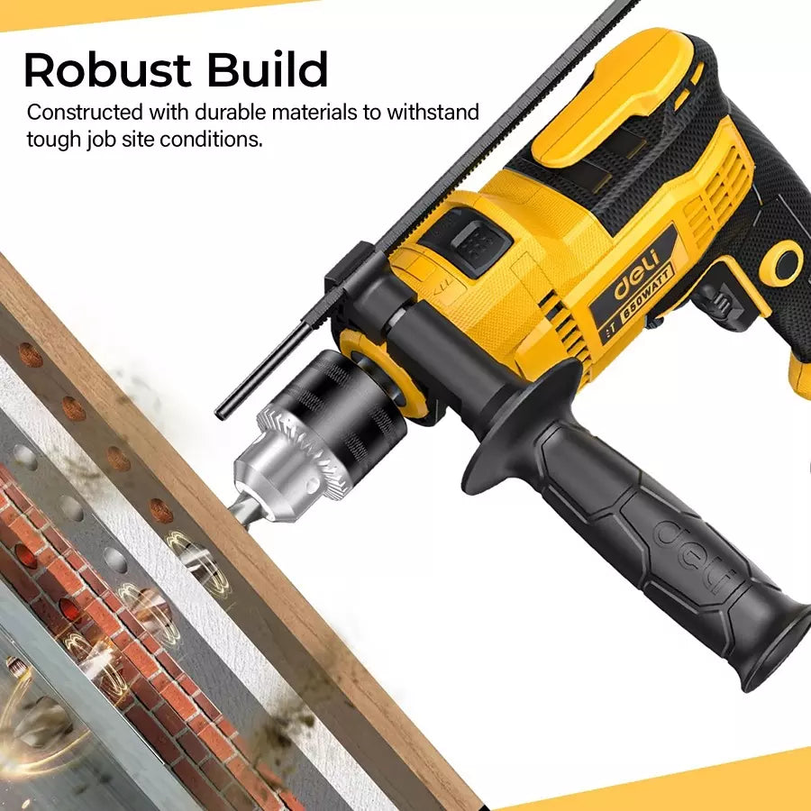 DELI 1050W Electric Impact Drill EDL-CZ13-E3 - High-Power Hammer Drill for Heavy Duty Work