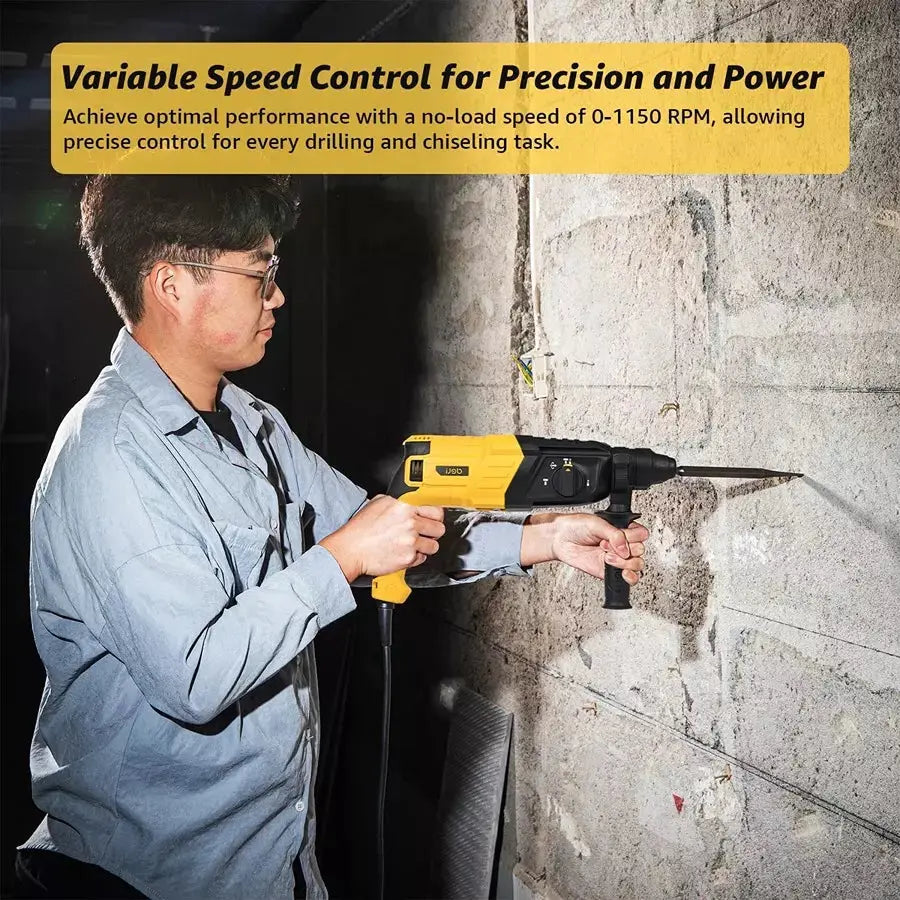 DELI 800W Electric Rotary Hammer DL-DC26-E1 - Compact SDS Plus Drill for Concrete DELI