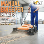 XLNT 30L Manual Sweeper XTMS 50 - High-Capacity Floor Sweeper for Industrial Cleaning XLNT