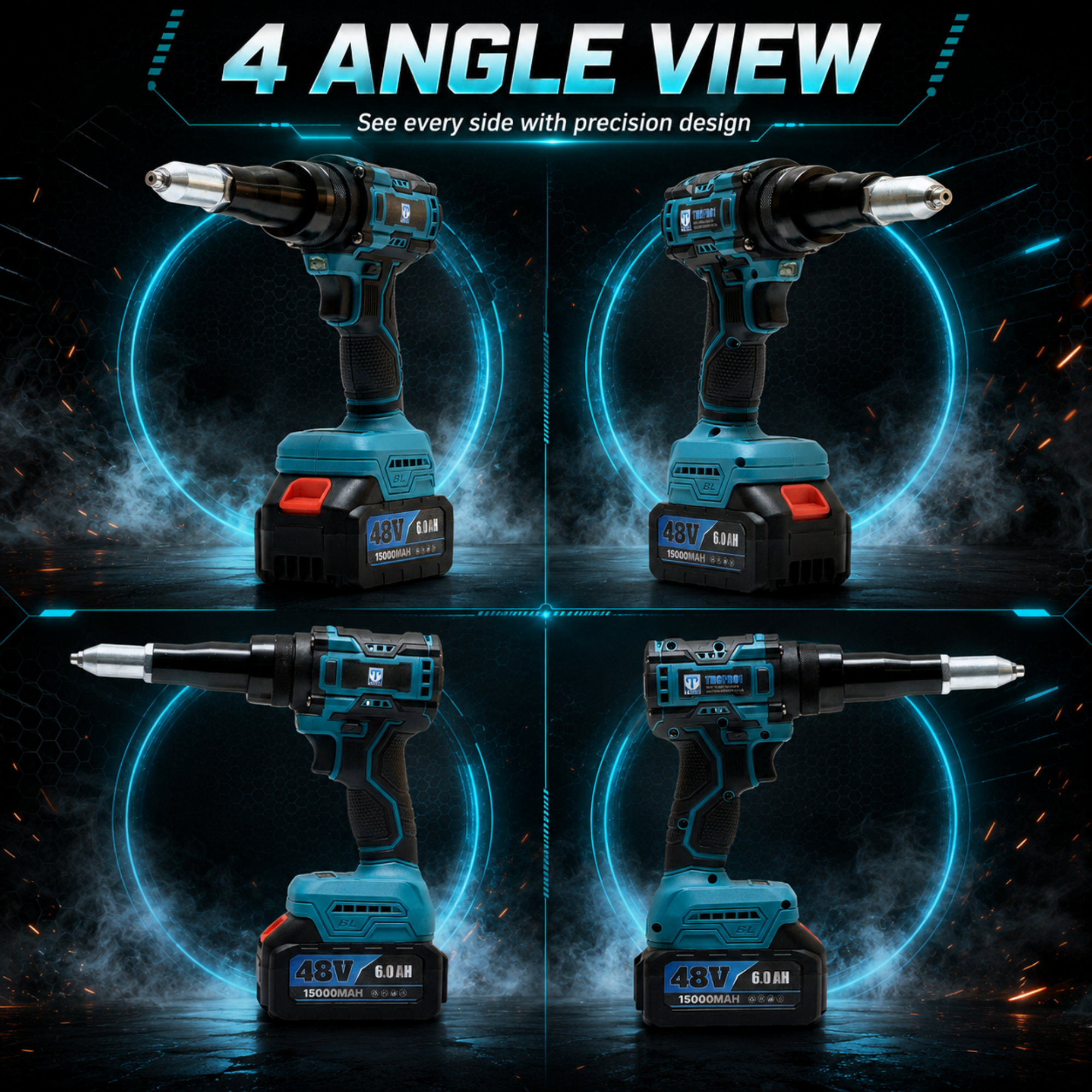 THOR rivet gun with 5Ah battery and charger