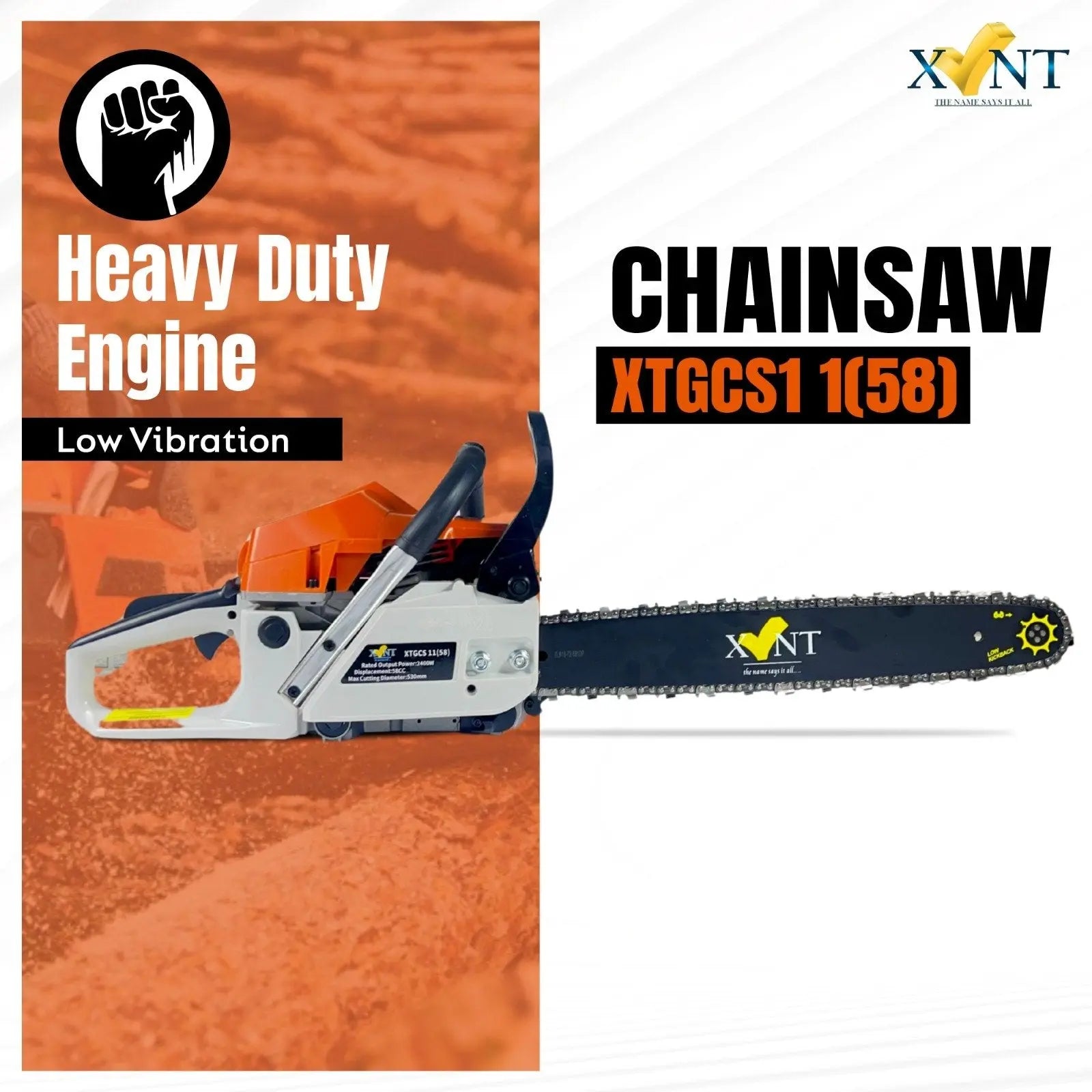 XLNT Gasoline Chainsaw 58CC 18" – XTGCS1158 XLNT