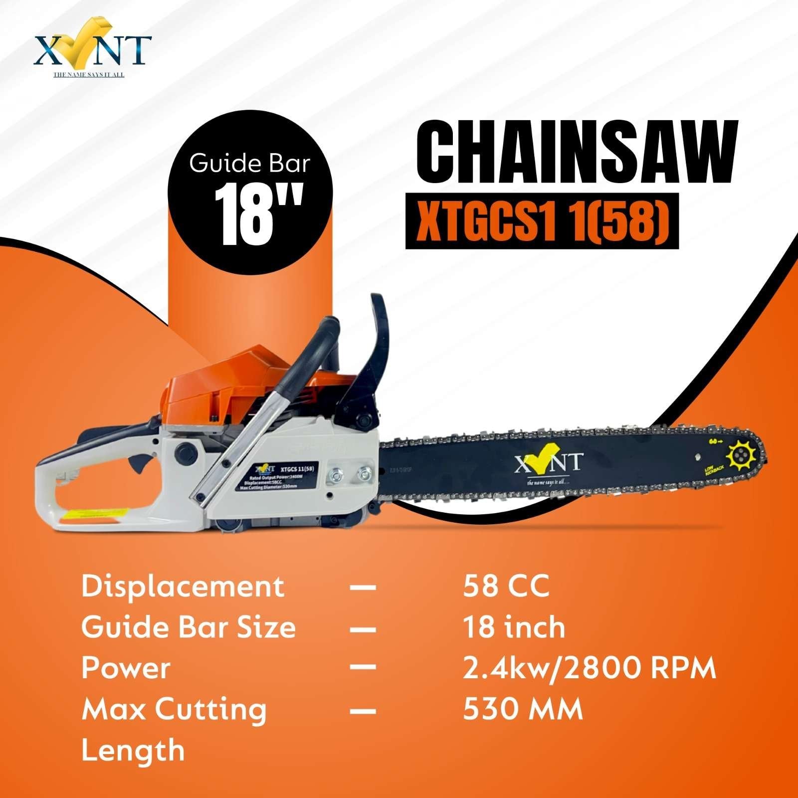 XLNT Gasoline Chainsaw 58CC 18" – XTGCS1158