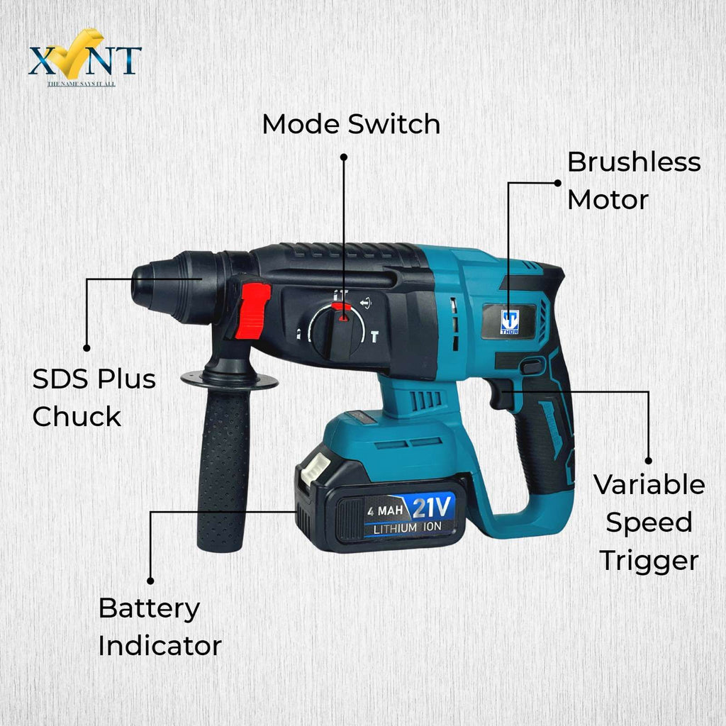 THOR 21V Cordless Rotary Hammer THCRH24226 - Battery Powered SDS Drill for Concrete & Masonry
