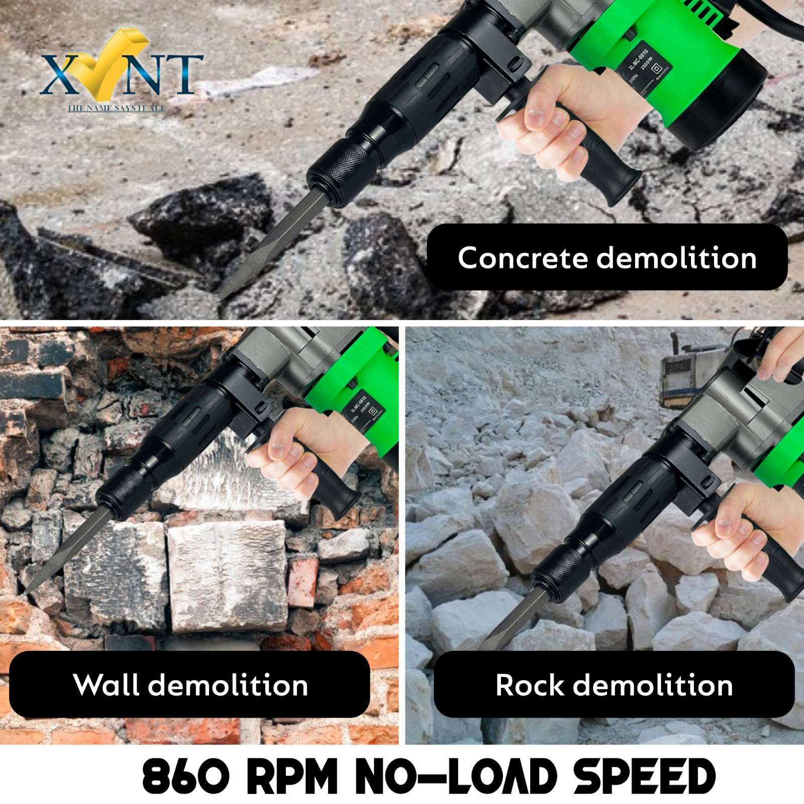XLNT 5KG Electric Demolition Hammer XT 0810 - Compact Breaker for Controlled Demolition