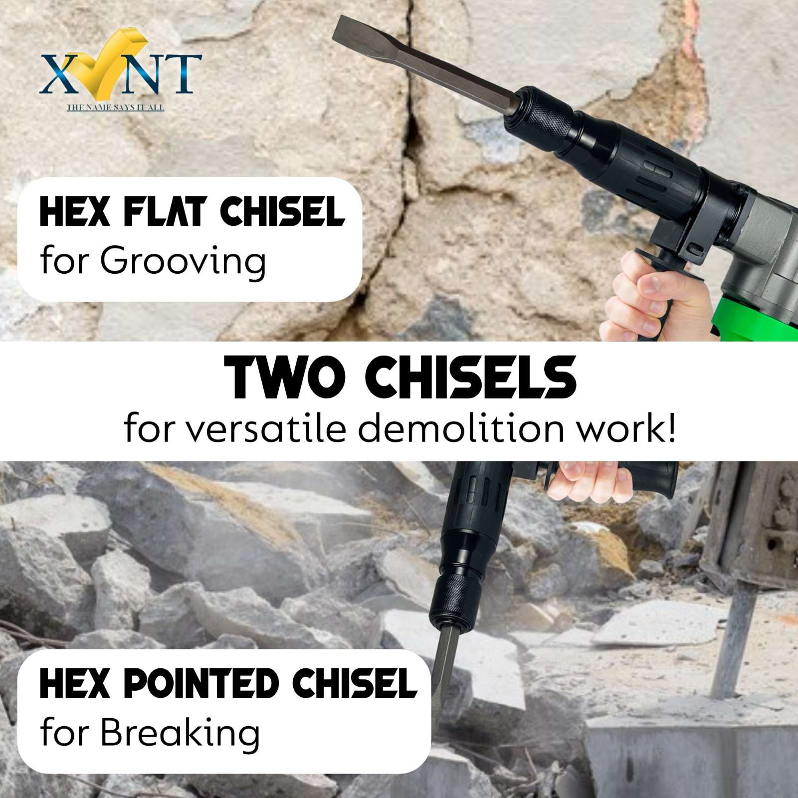 XLNT 5KG Electric Demolition Hammer XT 0810 - Compact Breaker for Controlled Demolition