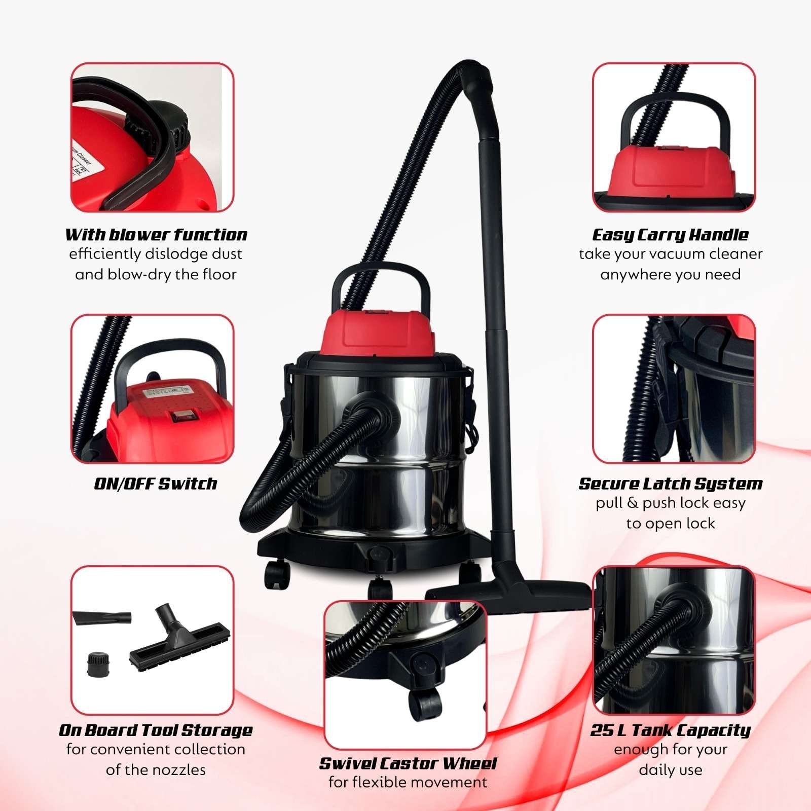 XLNT Wet & Dry Multipurpose Vacuum Cleaner 25L – XTVC4025