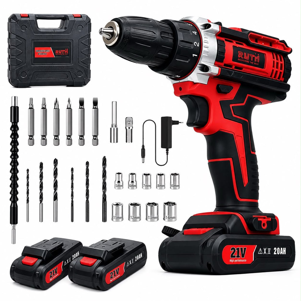 RUTH 21V Cordless Drill Driver Kit 10mm RTCDK14A