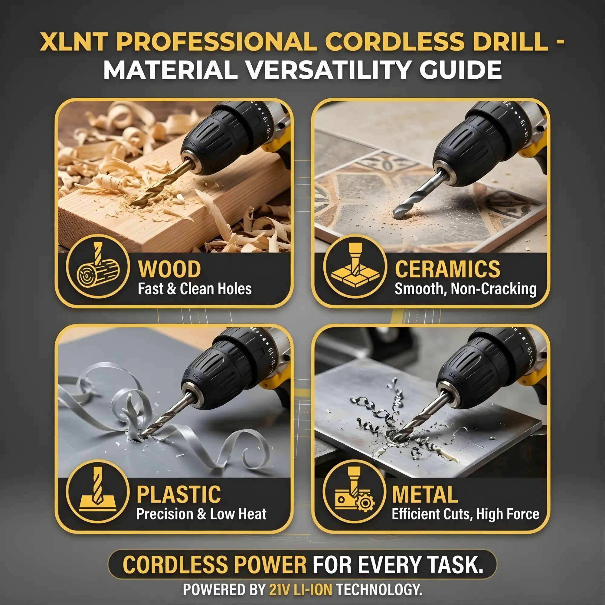 XLNT 21V drill with 10mm drill dia