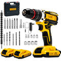 XLNT 21V cordless drill driver kit front view
