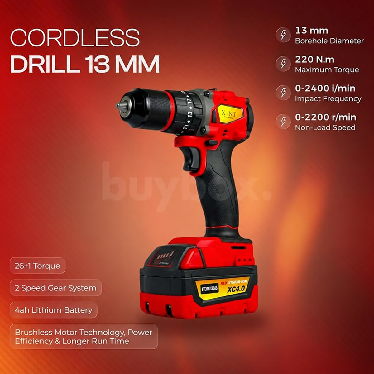 XLNT 4-Tool Cordless Power Combo 13mm XT4COM138
