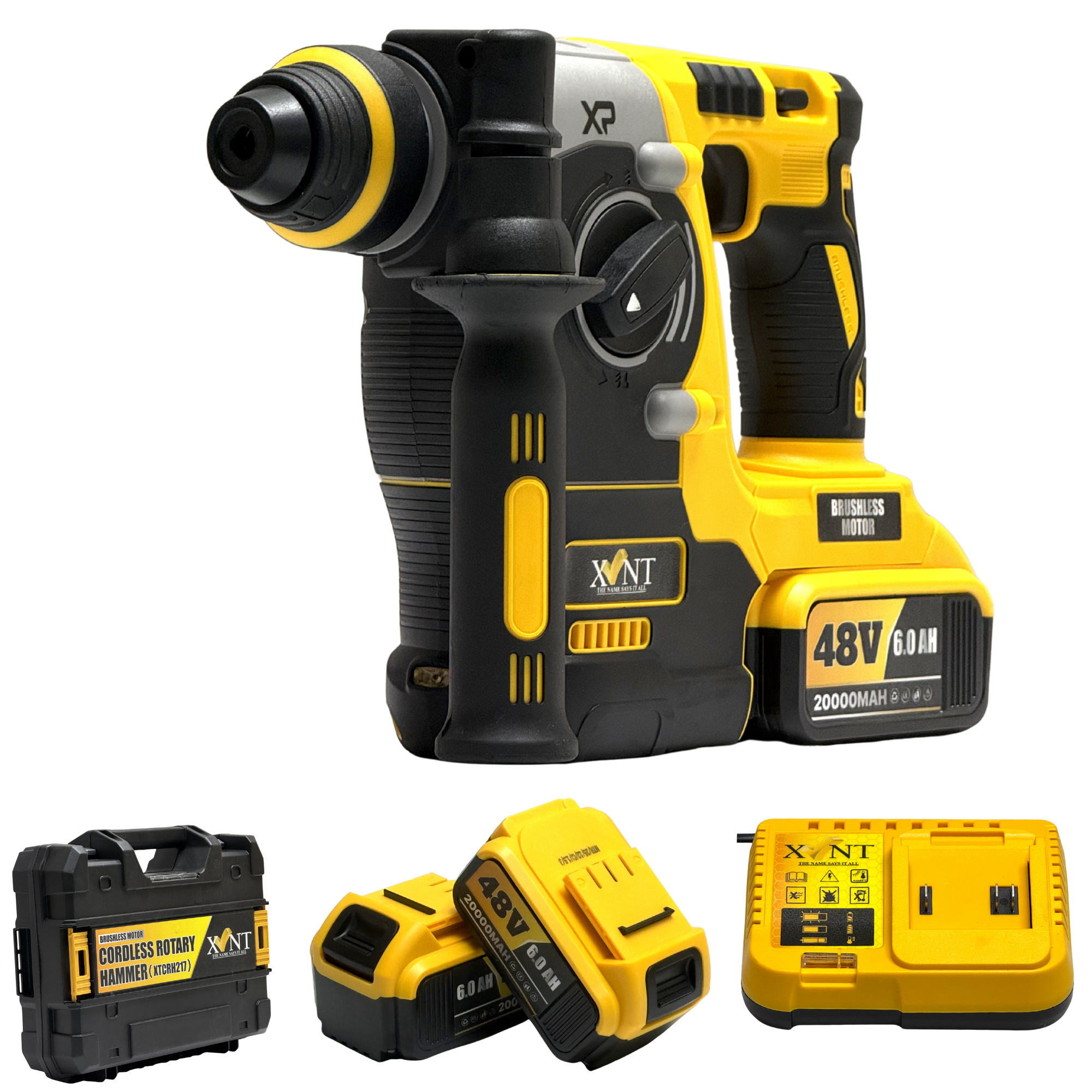 XLNT 48V Cordless Rotary Hammer XTCRH217 - Battery Powered SDS Drill for Concrete & Masonry