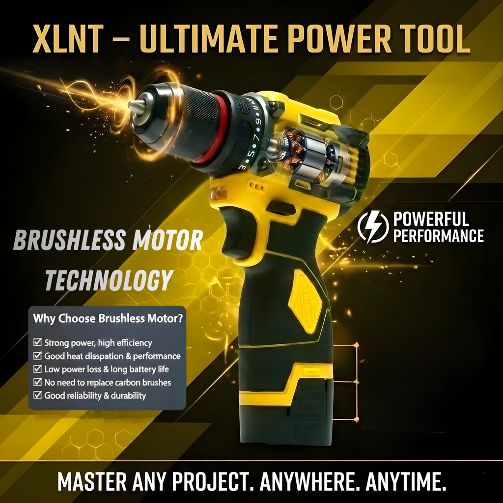 XLNT 18V Brushless Cordless Drill Machine XTCD7418 – High Torque Lithium-Ion Power Drill , Metal & Masonry