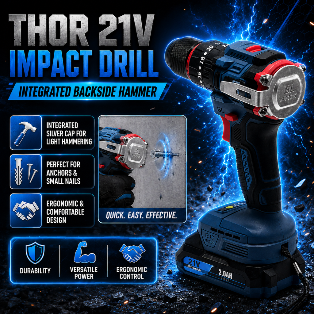 THOR impact drill kit for wood metal and plastic drilling
