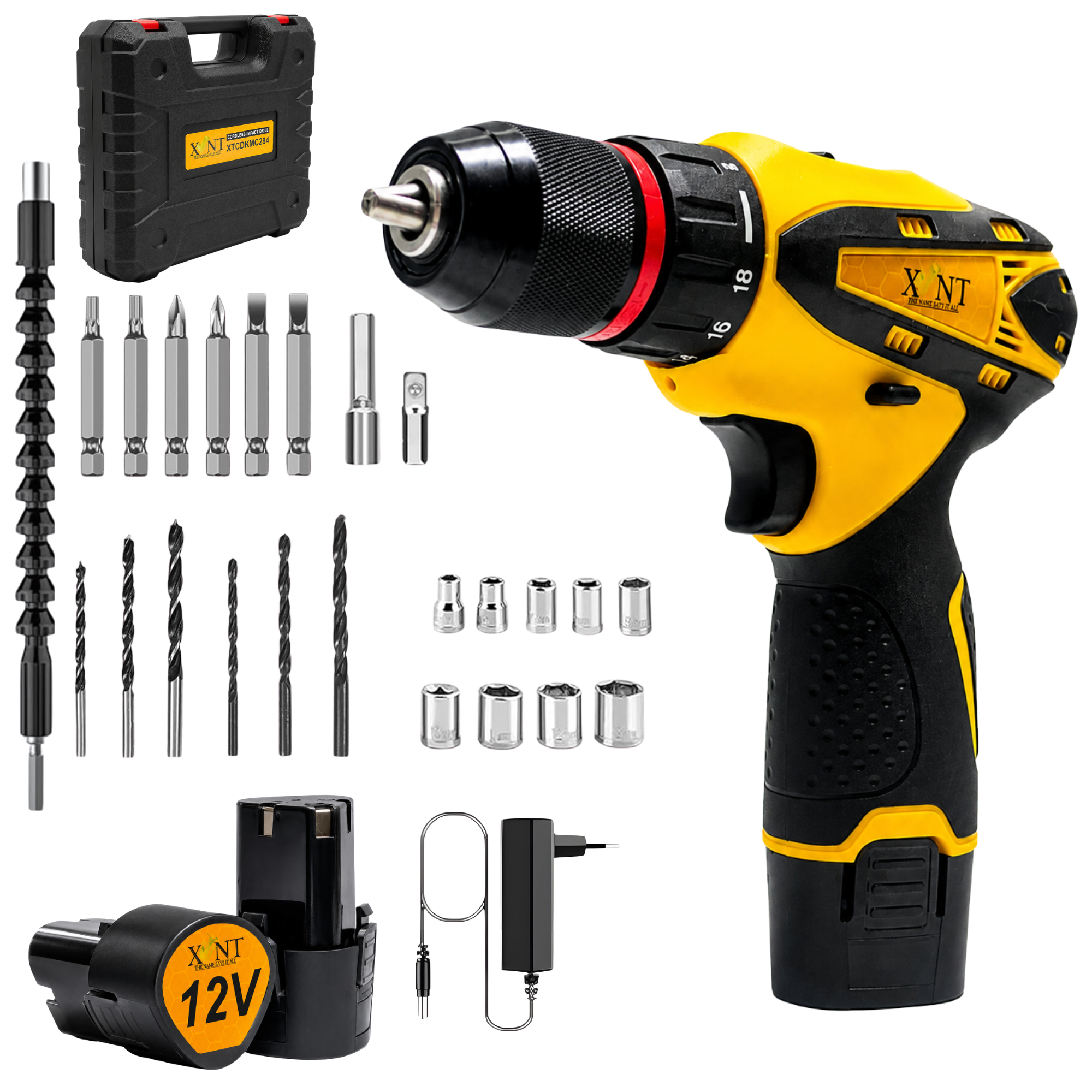 XLNT 12V Cordless Metal Chuck Drill Machine Tool Kit – XTCDKMC284