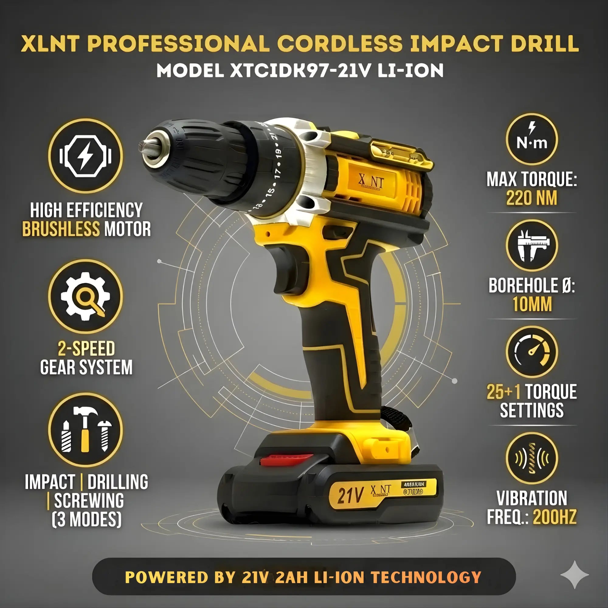 XLNT XTCIDK97 drill set with 60Nm torque
