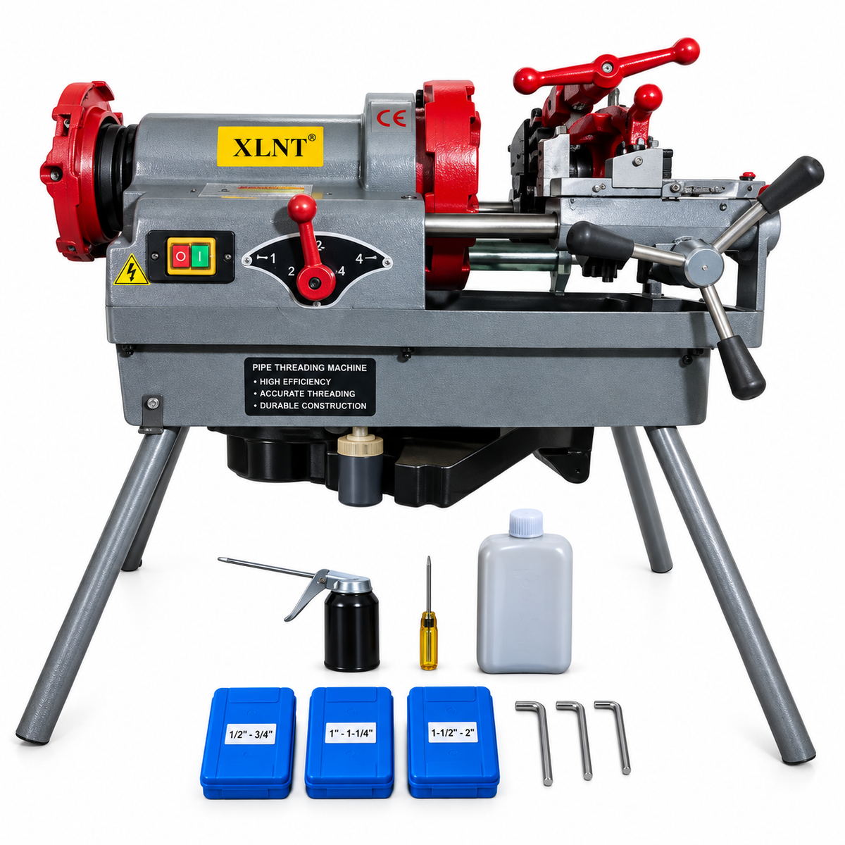 XTPTM-154-3 1100W electric pipe threading machine 3 inch 27/11 RPM with stand and lubrication accessories
