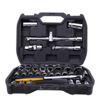 DELI 1/2 Inch Socket Set 32 Pcs - Professional CRV Socket Set for Automotive & Mechanical
