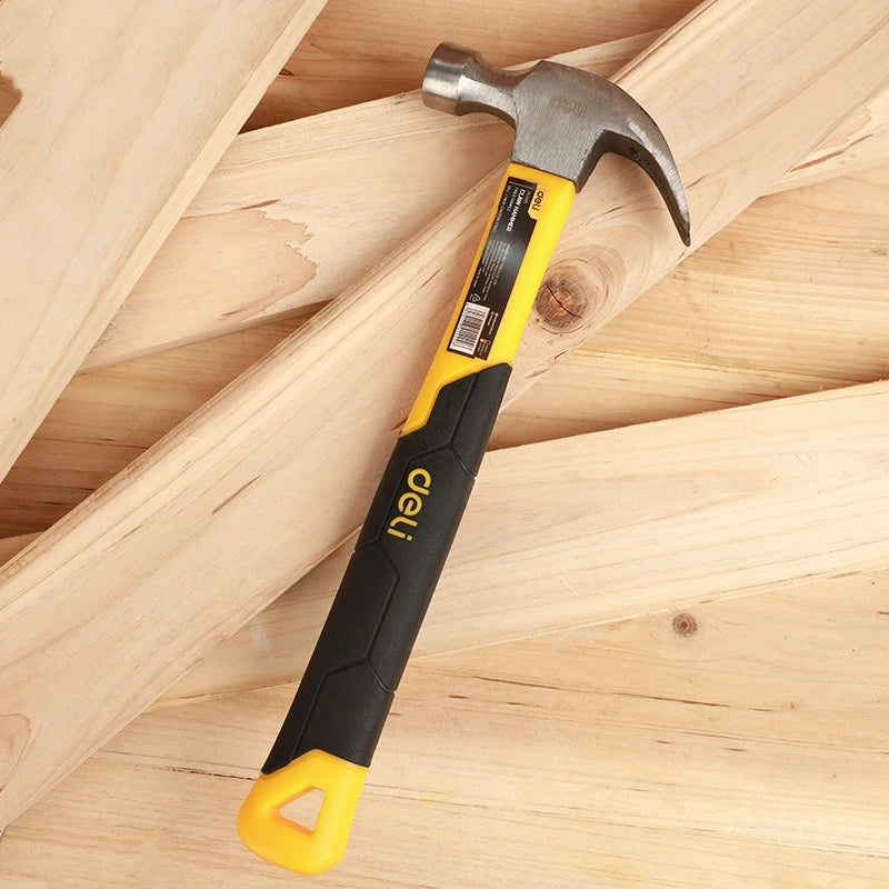 DELI 16oz Claw Hammer DL5002F - Heavy Duty Fiberglass Handle Hammer for Carpentry