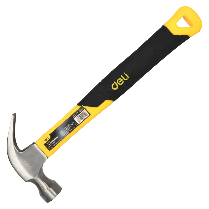 DELI 16oz Claw Hammer DL5002F - Heavy Duty Fiberglass Handle Hammer for Carpentry