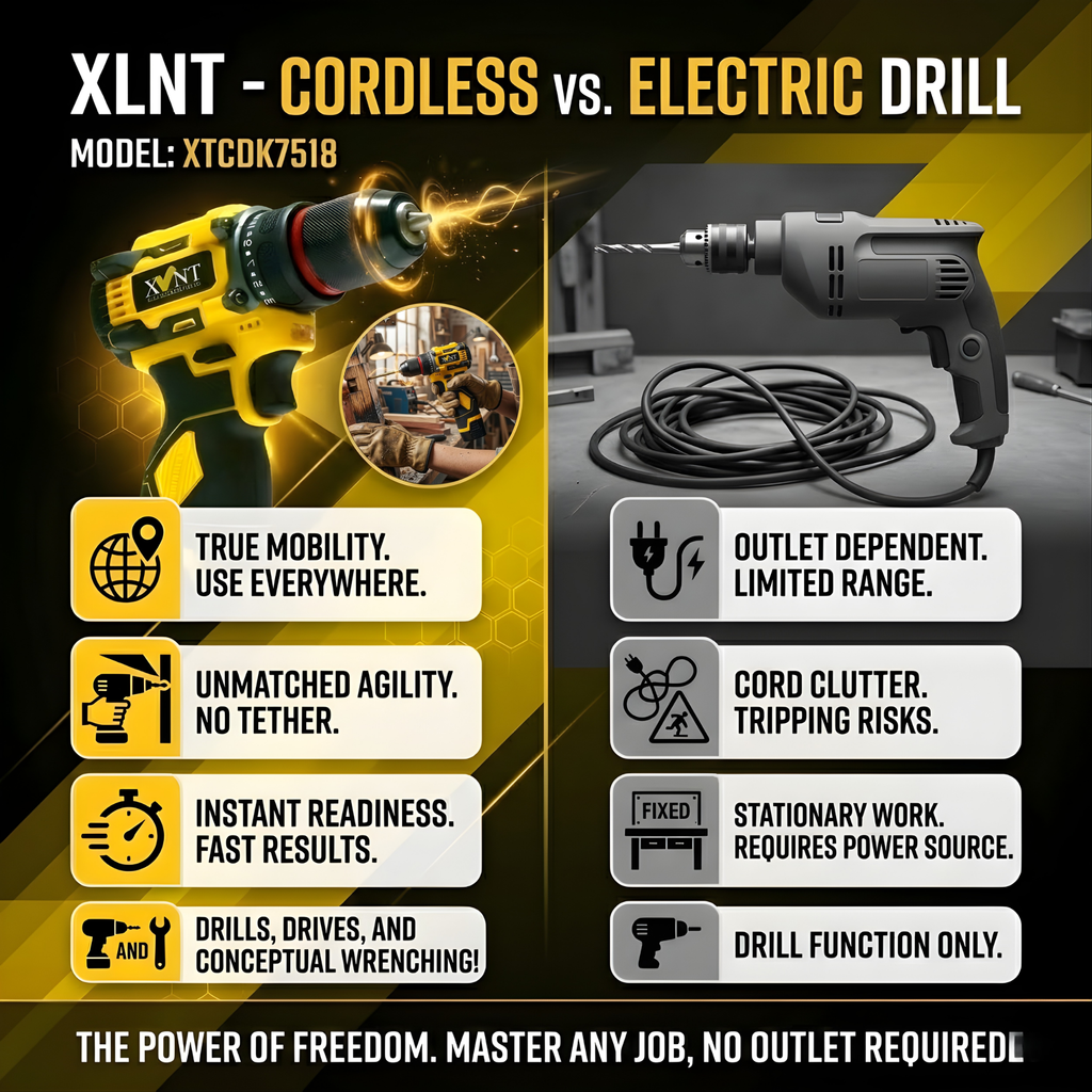 XLNT 18V Brushless Cordless Drill Machine XTCD7418 – High Torque Lithium-Ion Power Drill , Metal & Masonry