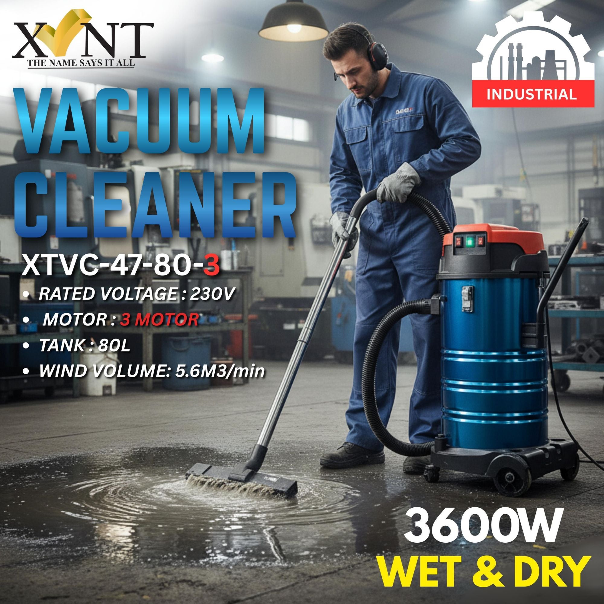 XLNT Multipurpose Vacuum Cleaner 80L Triple Motor –XTVC4780