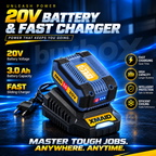 XMAID 20V 3.0Ah rechargeable lithium battery and compatible charger for cordless angle grinder