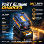 XMAID 20V 3.0Ah rechargeable lithium-ion battery on compatible sliding charger for cordless rotary hamme